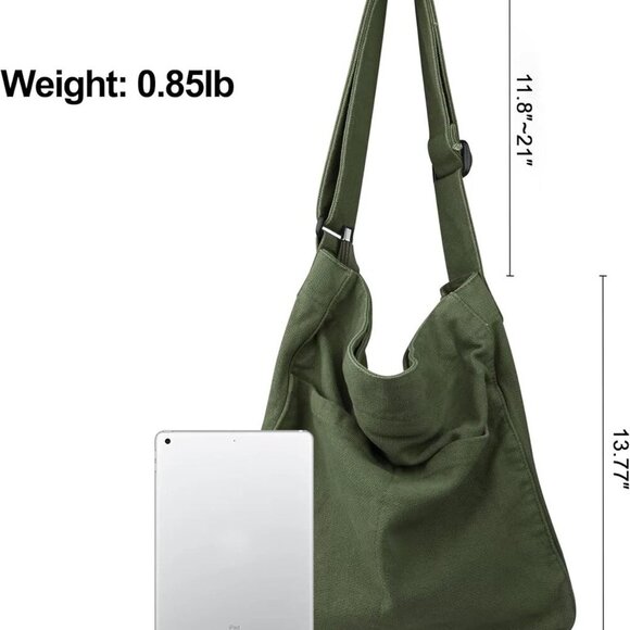 Canvas Hobo Crossbody Shoulder Tote Bag for Men Women Casual Travel Work - Picture 6 of 6